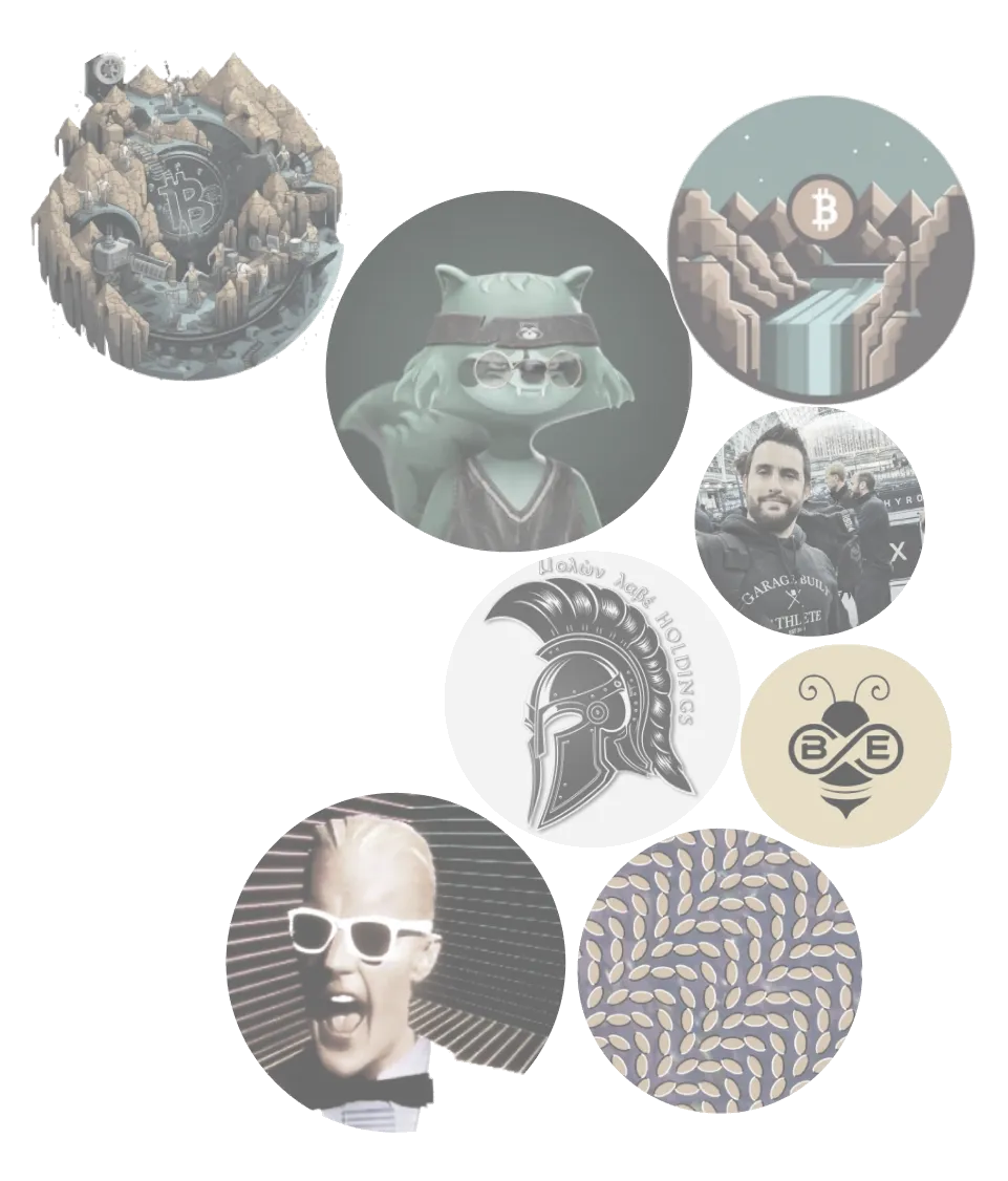 Multiple profile pictures from members of the discord server arranged in bubbles.